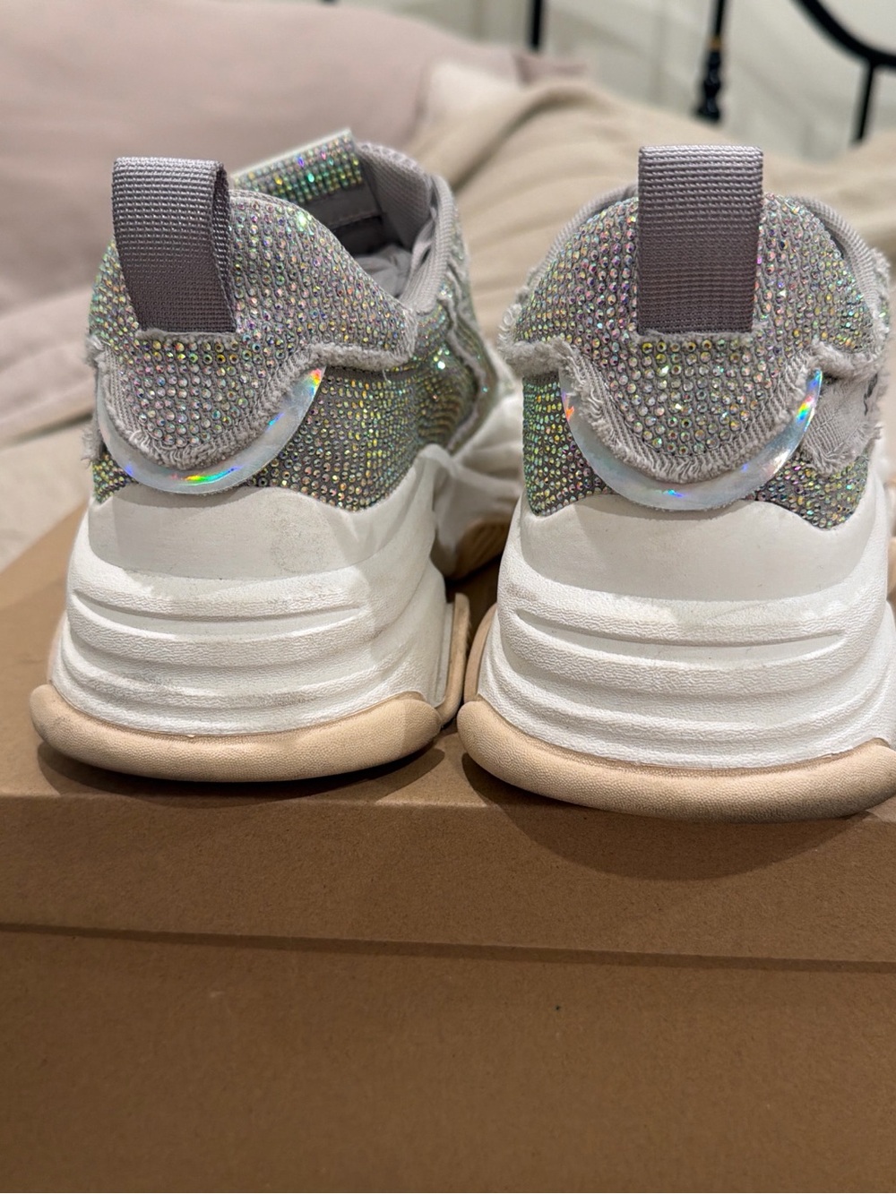 Steve Madden Iridescent Crystal Embellished Platform Sneakers - Silver - Picture 2 of 4